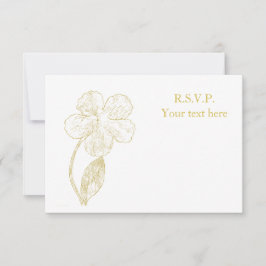 Gold Botanical Sketch Minimalist Wedding RSVP Card OSA Kort