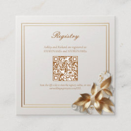 Gold Botanical Wedding Registry QR Code Tilläggskort