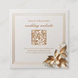Gold Botanical Wedding Registry QR Code Tilläggskort