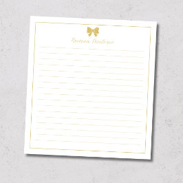 Gold Bow Border Handwritten Custom Name Lined  No Anteckningsblock