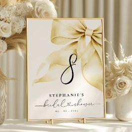 Gold Bow Bridal Shower Table Number Bordsnummer