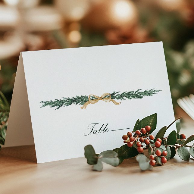 Gold Bow & Greenery Border Wedding Place Card Kort (Skapare uppladdad)