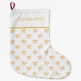 Gold Bows Keepsake Christmas Stor Julstrumpa