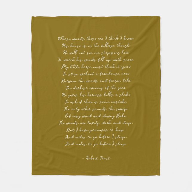 Gold Brown Custom Poem Song Lyric Quote  Fleecefilt (Framsidan)