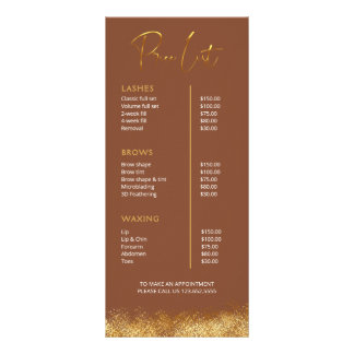Gold & Brown Lash Tech Price List | Luxury Beauty  Reklamkort