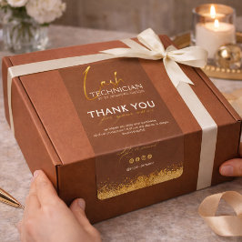 Gold & Brown Lash Tech Seal Label | Luxury Beauty Fraktsedel