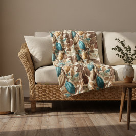 Gold Brown Turquoise Cacao Pattern Fleecefilt