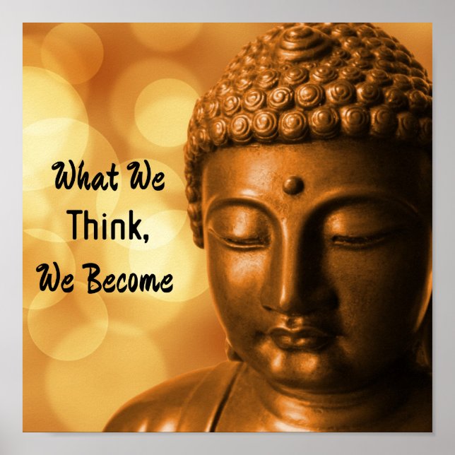 Gold Buddha with saying: What You Think, You Becom Poster (Framsidan)