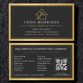 Gold Building Construction Home Renovation QR Code Visitkort