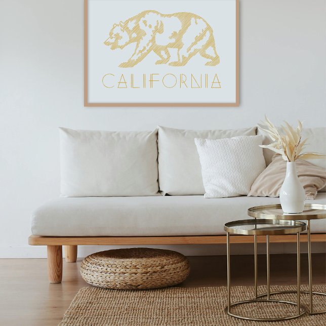 Gold California Grizzly Bear Typography Art Print Poster (Skapare uppladdad)