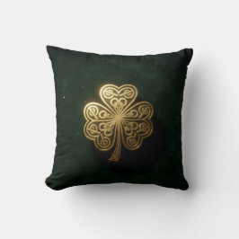 Gold Celtic Knot Shamrock Green Velvet Pillow Kudde