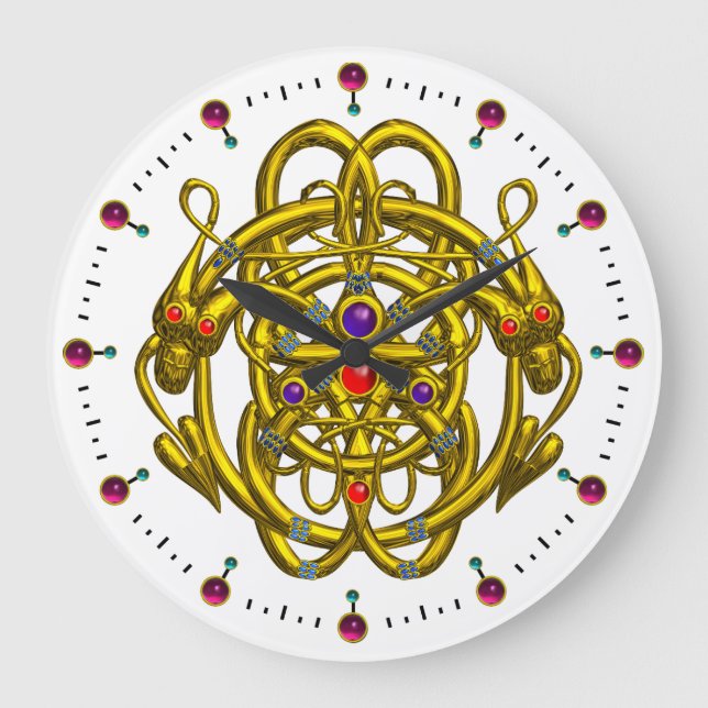 GOLD CELTIC KNOTS WITH TWIN DRAGONS STOR KLOCKA (Framsida)