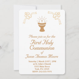 Gold Chalice First Holy Communion Invitation Inbjudningar