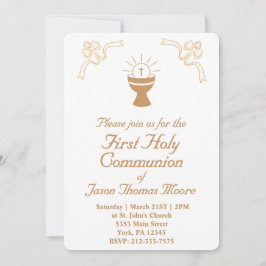 Gold Chalice First Holy Communion Invitation Inbjudningar