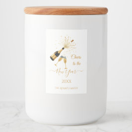 Gold Champagne Cheers New Year Mat Etikett