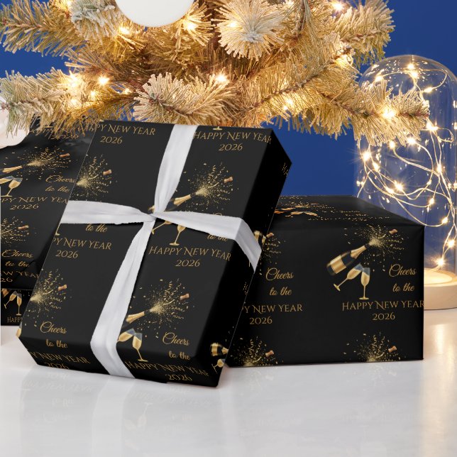  Gold Champagne Cheers New Year Presentpapper (Helgdagar)
