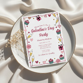 Gold Champagne Galentine's Invitation Inbjudningar