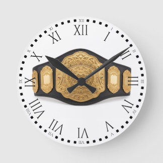 Gold Championship Belt Boxing Wrestling Decor Rund Klocka