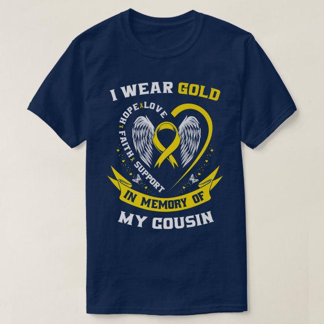 Gold Childhood Cancer Awareness Items Cousin Men W T Shirt (Design framsida)