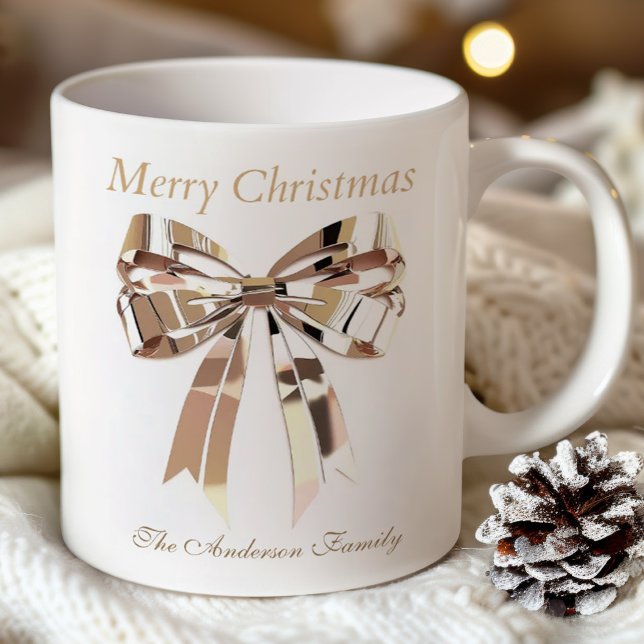 Gold Christmas Bow Mug | Custom Name Kaffemugg (Skapare uppladdad)
