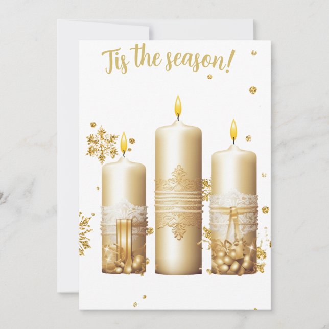 Gold Christmas Card with Candles Julkort (Framsida)