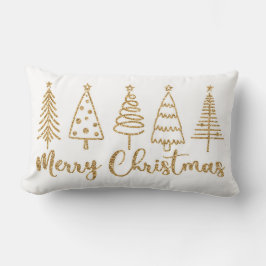 Gold Christmas Tree Merry Christmas Throw Pillow Lumbarkudde