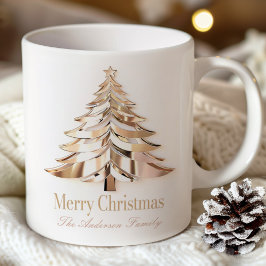 Gold Christmas Tree Mug | Custom Name Kaffemugg
