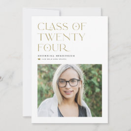 Gold Class 2024 Modern Minimalist Examen Inbjudningar