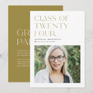 Gold Class 2024 Modern Minimalist Examen Inbjudningar