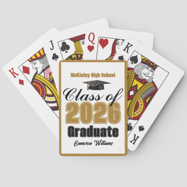 Gold Class of 2026 Custom Graduation Party Casinokort (Baksidan)