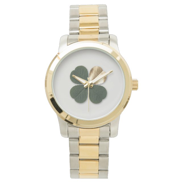 Gold Clover Manifestation Watch Birthday Gift Her Armbandsur (Framsida)