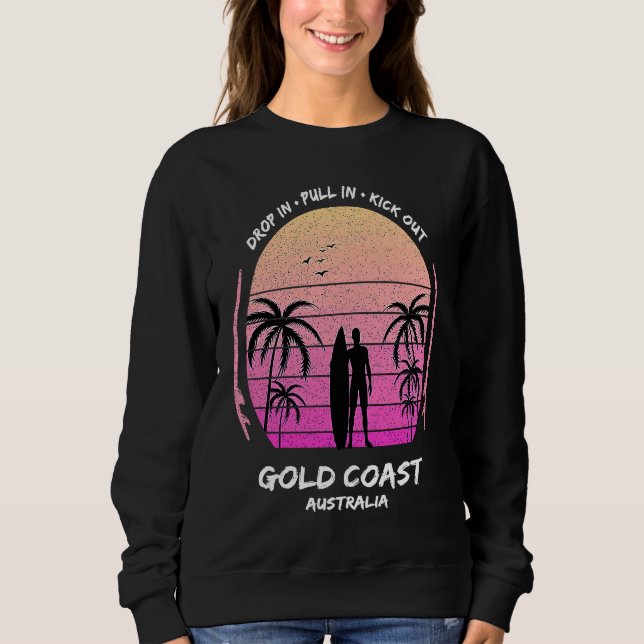 Gold Coast Australia Palms Drop Pull Kick Surfing  T Shirt (Framsida)