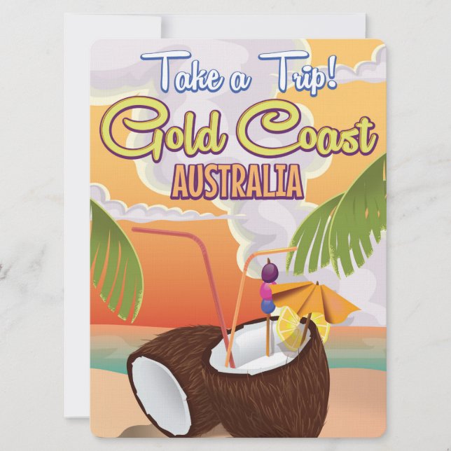 Gold Coast, Australien reseskylt Inbjudningar (Framsida)