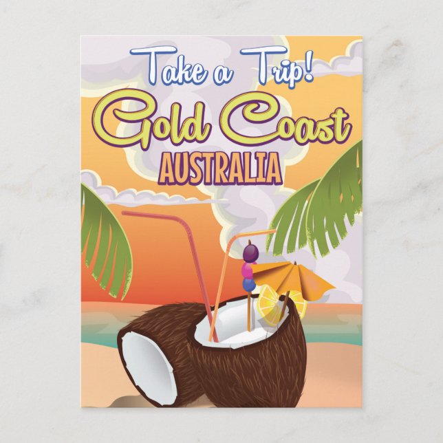 Gold Coast, Australien reseskylt Vykort (Framsida)