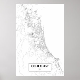 Gold Coast Australien (svarten på vit) Poster