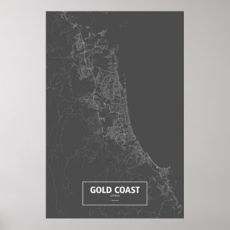 Gold Coast, Australien (vit på svart) Poster
