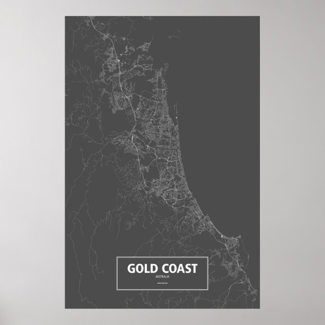 Gold Coast, Australien (vit på svart) Poster (Framsidan)