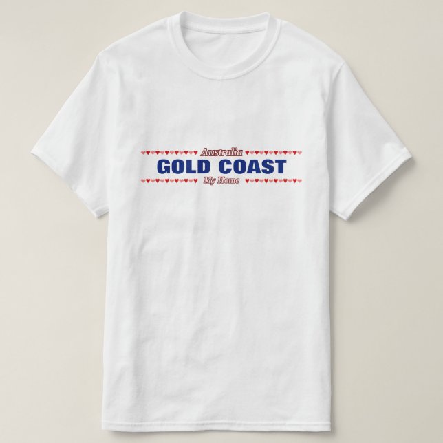GOLD COAST - mitt hem - Australien; Hjärtor T Shirt (Design framsida)