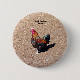 Gold Cockerel Rooster button Knapp