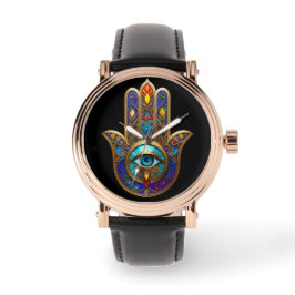 Gold Colorful Hamsa Turquoise Sapphire Third Eye  Armbandsur