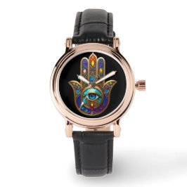 Gold Colorful Hamsa Turquoise Sapphire Third Eye  Armbandsur