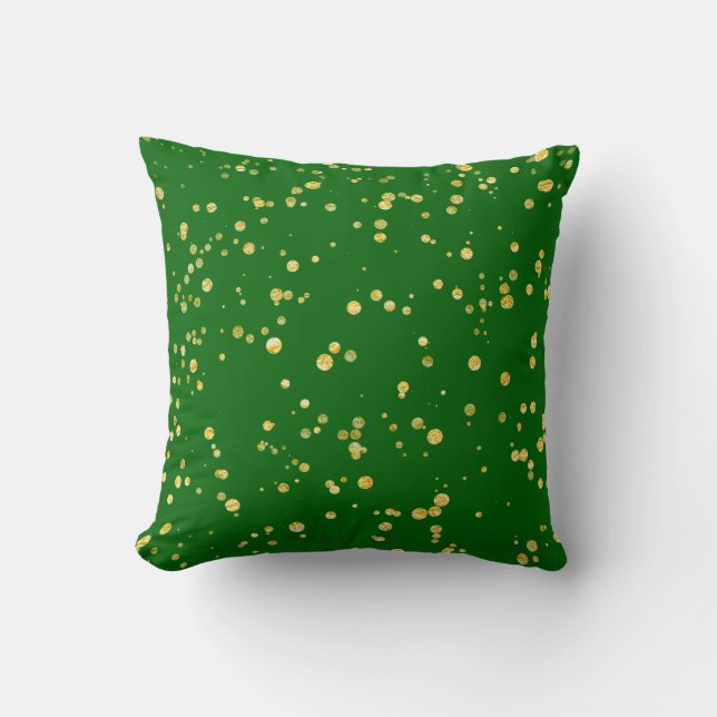 Gold Confetti Dots Emerald Green Kudde (Framsida)