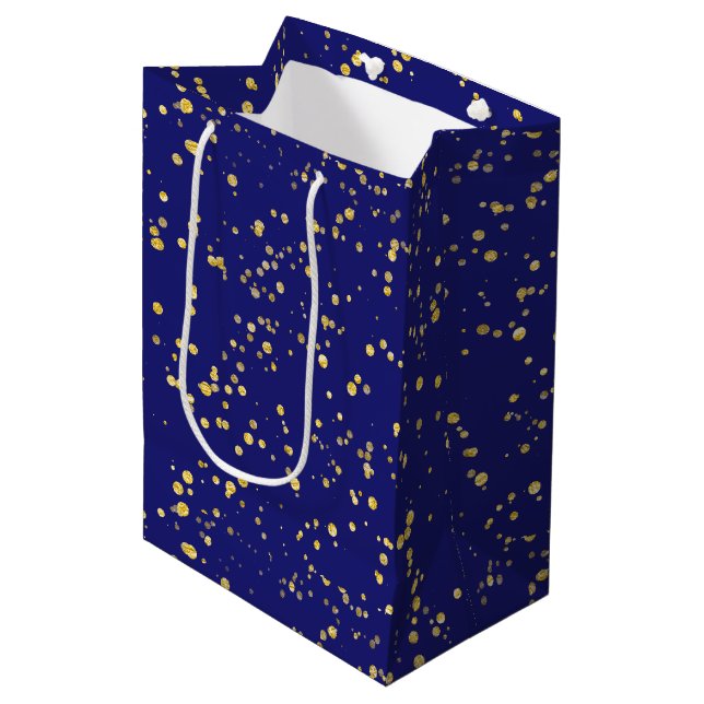 Gold Confetti Dots Midnight Blue (Framsidan Vinklad)