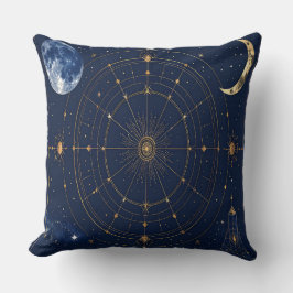 Gold Constellation Astrology Throw Cushion Kudde
