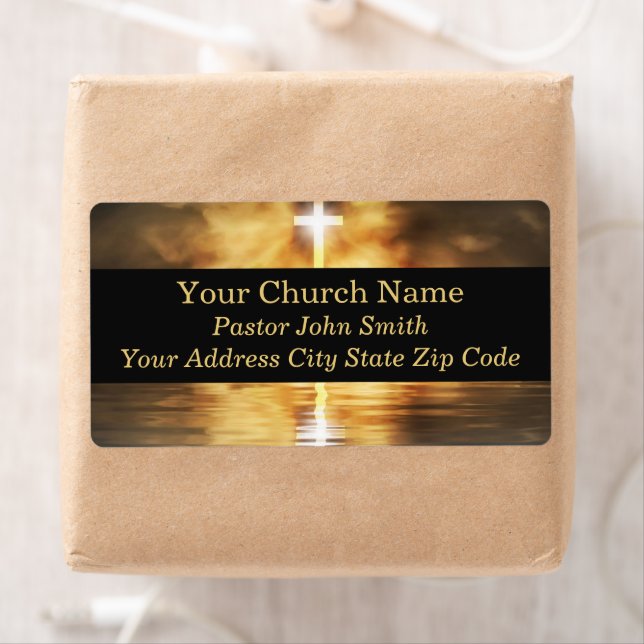 Gold Cross Lake Sunset Church Pastor Business Fraktsedel (Insitu)