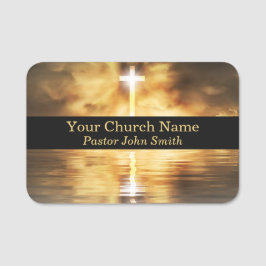 Gold Cross Reflection Church  Namnbricka