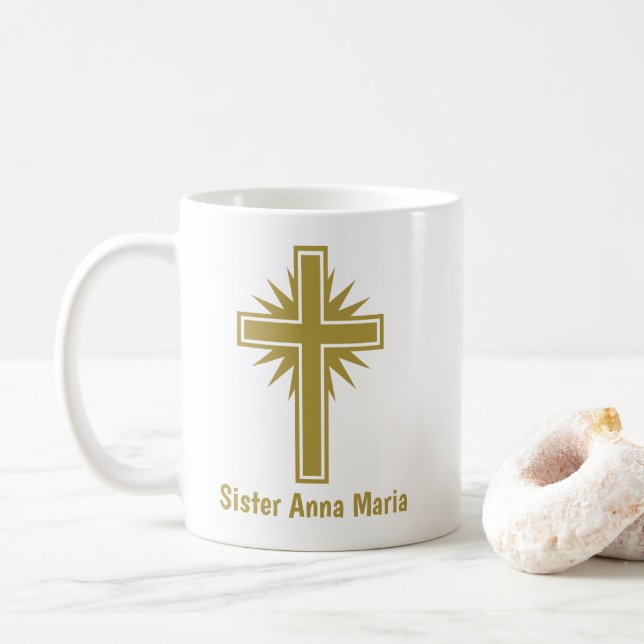 Gold Cross Religious Teacher Mug Personalized Kaffemugg (Med munk)