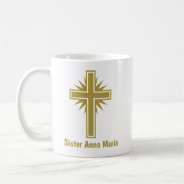 Gold Cross Religious Teacher Mug Personalized Kaffemugg