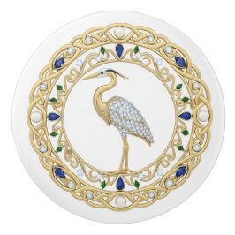Gold Crystal Heron Sea Bird 2Dgraphic gemstone Knopp