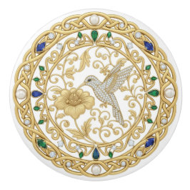 Gold Crystal Hummingbird Bird 2D graphic gemstones Knopp